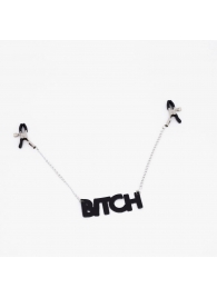 Зажимы на соски с кожаной подвеской Bitch - Crazy Handmade - купить с доставкой в Уфе
