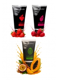 Набор из 3 съедобных лубрикантов JUJU (клубника, малина, тропические фрукты) - JuJu - купить с доставкой в Уфе Набор из 3 съедобных лубрикантов JUJU (клубника, малина, тропические фрукты) - JuJu - купить с доставкой в Уфе