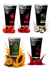 Набор из 5 съедобных лубрикантов JUJU (клубника, малина, тропические фрукты, вишня, кокос) - JuJu - купить с доставкой в Уфе Набор из 5 съедобных лубрикантов JUJU (клубника, малина, тропические фрукты, вишня, кокос) - JuJu - купить с доставкой в Уфе