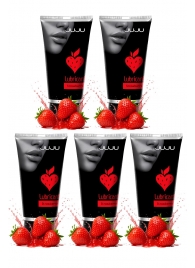 Набор из 5 съедобных лубрикантов JUJU со вкусом клубники - JuJu - купить с доставкой в Уфе Набор из 5 съедобных лубрикантов JUJU со вкусом клубники - JuJu - купить с доставкой в Уфе