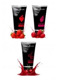 Набор из 3 съедобных лубрикантов JUJU (клубника, малина, вишня) - JuJu - купить с доставкой в Уфе Набор из 3 съедобных лубрикантов JUJU (клубника, малина, вишня) - JuJu - купить с доставкой в Уфе