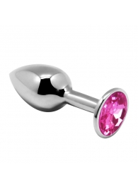 Серебристая анальная втулка Mini Metal Butt Plug Size M с розовым кристаллом - Adrien Lastic в Уфе Серебристая анальная втулка Mini Metal Butt Plug Size M с розовым кристаллом - Adrien Lastic