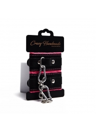 Черно-розовые скругленные наручники с мягкой подкладкой - Crazy Handmade - купить с доставкой в Уфе