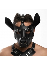 Черная кожаная маска «Собака» - Crazy Handmade - купить с доставкой в Уфе