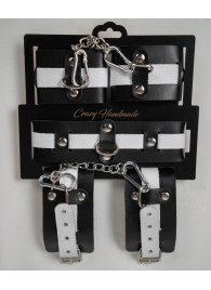 Набор фиксаторов из черной и белой натуральной кожи - Crazy Handmade - купить с доставкой в Уфе