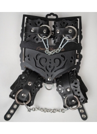 Черный ажурный кожаный набор фиксаций - Crazy Handmade - купить с доставкой в Уфе