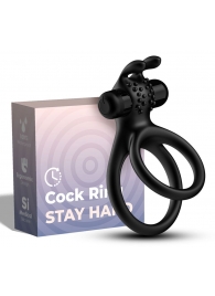 Черное эрекционное виброкольцо с подхватом мошонки Stay Hard - Boys of Toys - в Уфе купить с доставкой