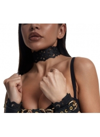 Черный ажурный чокер с золотистой фурнитурой - Crazy Handmade - купить с доставкой в Уфе