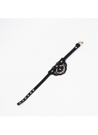 Черный чокер с клепками и золотистой фурнитурой - Crazy Handmade - купить с доставкой в Уфе