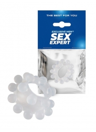 Эластичное эрекционное кольцо с двумя рядами шариков - Sex Expert - в Уфе купить с доставкой