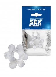 Прозрачное эрекционное кольцо с 6 стимулирующими шариками - Sex Expert - в Уфе купить с доставкой