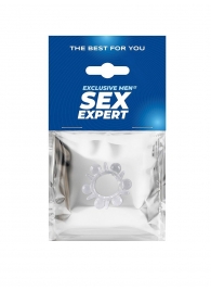 Прозрачное эрекционное кольцо с шариками и шипами - Sex Expert - в Уфе купить с доставкой