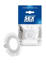 Эластичное эрекционное кольцо с шипиками и шариком - Sex Expert - в Уфе купить с доставкой