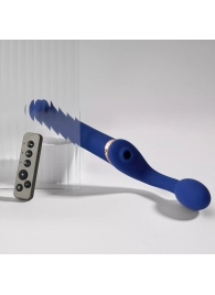 Синий безремневой страпон Multi Orgasm Bendable Strap-On size L с клиторальной стимуляцией - Strap-on-me - купить с доставкой в Уфе