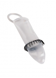 Закрытая насадка на пенис с подхватом мошонки и стимулирующими «ресничками» - Sextaz - в Уфе купить с доставкой