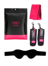 Черно-розовый эротический набор: маска, наручники и повязка - Erokay - купить с доставкой в Уфе