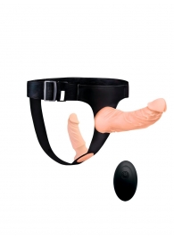 Женский страпон с 2 насадками, вибрацией и пультом ДУ - Erowoman-Eroman - купить с доставкой в Уфе