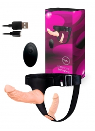Женский страпон с 2 насадками, вибрацией и пультом ДУ - Erowoman-Eroman - купить с доставкой в Уфе