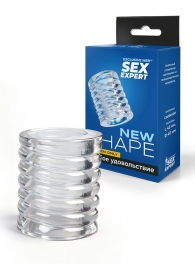 Прозрачная сквозная насадка на пенис с ребрышками - Sex Expert - в Уфе купить с доставкой