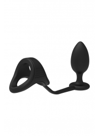Черное эрекционное кольцо с анальной пробкой Cockstrap With Anal Plug - Dream Toys - в Уфе купить с доставкой