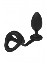 Черное эрекционное кольцо с анальной пробкой Cockstrap With Anal Plug - Dream Toys - в Уфе купить с доставкой