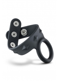 Черное эрекционное кольцо с подхватом мошонки на кнопках VS6 - Blush Novelties - в Уфе купить с доставкой