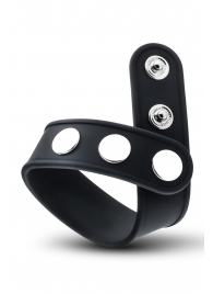 Черное эрекционное кольцо на кнопках - Blush Novelties - в Уфе купить с доставкой