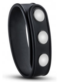 Черное эрекционное кольцо на кнопках - Blush Novelties - в Уфе купить с доставкой