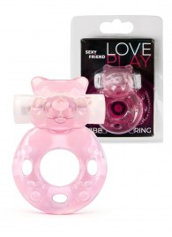 Розовое эрекционное виброкольцо в форме мишки - 1137 - в Уфе купить с доставкой