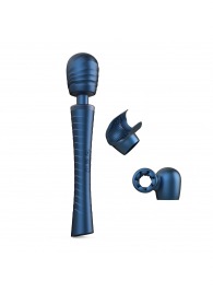 Синий вибромассажёр с насадками Man.wand Edgy - Manwan - в Уфе купить с доставкой