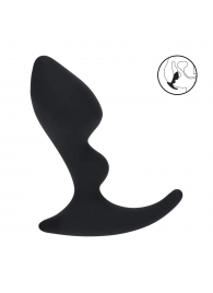 Черная анальная пробка для массажа простаты Double Ripple Silicone Prostate Massager - Shots Media BV - в Уфе купить с доставкой