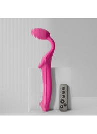 Ярко-розовый безремневой страпон Strap-on-me Vibrating Bendable Strap-On size M - Strap-on-me - купить с доставкой в Уфе