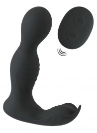 Черная анальная пробка с вибрацией, вращением и пультом ДУ RC Butt Plug with 2 Functions - Orion - в Уфе купить с доставкой