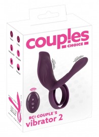 Фиолетовая насадка на член с клиторальным отростком и пультом ДУ RC Couple’s Vibrator 2 - Orion - в Уфе купить с доставкой