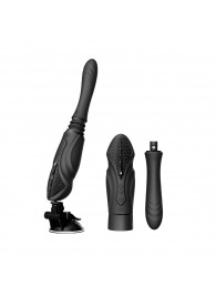 Черная секс-машина с функцией нагрева, насадками и присоской Sesh - Zalo - купить с доставкой в Уфе