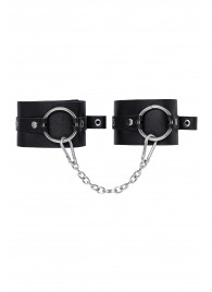Черные оковы из толстой кожи с люверсами - Pecado - купить с доставкой в Уфе