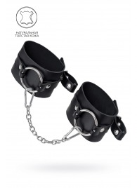 Черные оковы из толстой кожи с люверсами - Pecado - купить с доставкой в Уфе