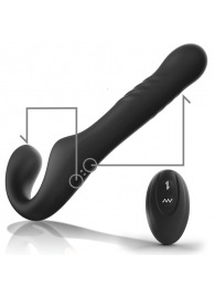 Черный безремневой страпон с вибрацией и возвратно-поступательными движениями - 24 см. - Ibiza - купить с доставкой в Уфе