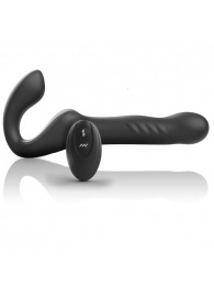 Черный безремневой страпон с вибрацией и возвратно-поступательными движениями - 24 см. - Ibiza - купить с доставкой в Уфе