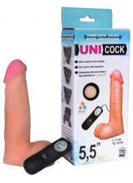Фаллическая насадка Харнесс UNICOCK 5,5  с вибрацией - 17 см. - LOVETOY (А-Полимер) - купить с доставкой в Уфе