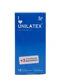 Классические презервативы Unilatex Natural Plain - 12 шт. + 3 шт. в подарок - Unilatex - купить с доставкой в Уфе