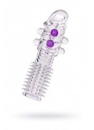 Гелевая прозрачная насадка с шариками и шипами - 14 см. - Toyfa Basic - в Уфе купить с доставкой