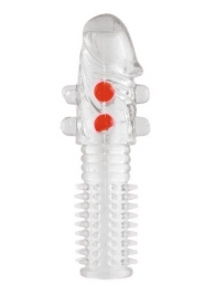 Гелевая прозрачная насадка с шариками и шипами - 14 см. - Toyfa Basic - в Уфе купить с доставкой