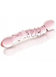Двусторонний розовый фаллос  с рёбрами и точками - 19,5 см. - Sexus купить с доставкой в интернет-магазине Orgasmix в Уфе Двусторонний розовый фаллос  с рёбрами и точками - 19,5 см. - Sexus