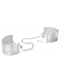 Серебристые наручники-браслеты Desir Metallique Handcuffs - Bijoux Indiscrets - купить с доставкой в Уфе