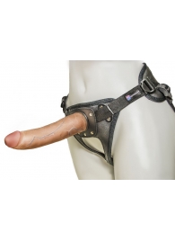 Насадка-фаллоимитатор на кожаных трусиках Harness Ultra Realistic 7  - 18 см. - LOVETOY (А-Полимер) - купить с доставкой в Уфе