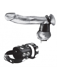 Утяжка на пенис и мошонку Cock Ring With 1.5  Ball Stretcher And Optional Weight Ring - BlueLine - купить с доставкой в Уфе