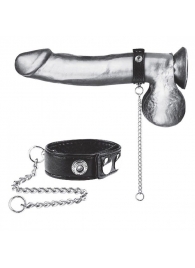 Утяжка на пенис с поводком Snap Cock Ring With 12  Leash - BlueLine - купить с доставкой в Уфе