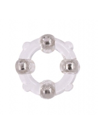 Эрекционное кольцо с 4 бусинами MENZSTUFF STUD RING CLEAR - Dream Toys - в Уфе купить с доставкой