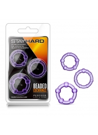 Набор из 3 фиолетовых эрекционных колец Stay Hard Beaded Cockrings - Blush Novelties - в Уфе купить с доставкой